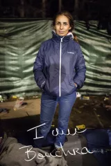 Bouchra M. au camp de Brezice (Slovénie), le 27 octobre 2015