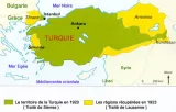 Les frontières de la Turquie après les traités de Sèvres et de Lausanne
