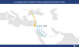 Carte montrant le trajet d'une canalisation d'eau de la Jordanie vers l'Arabie Saoudite.