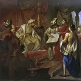 Giulio Carlini, {Les Vénitiens présentent leur projet de canal au sultan,} 1869