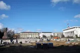 Rénovation de la place du Parlement dans la capitale Makhatchkala, où trône une grande statue de Lénine