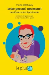 Couverture de livre colorée, portrait d'une femme en lunettes, titre en haut.