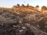 Drapeaux palestiniens au sommet de l'acropole