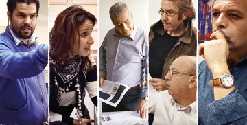 L'image montre un collage de plusieurs personnes, apparemment en train de discuter ou de collaborer. Chaque personne a une expression concentrée, suggérant qu'elles sont engagées dans un échange d'idées. On peut voir des éléments de documents ou de graphiques dans les mains de certains, ce qui indique qu'elles travaillent sur un projet ou une présentation. L'ambiance semble professionnelle et collaborative. Les individus portent des vêtements variés, montrant une diversité de styles.